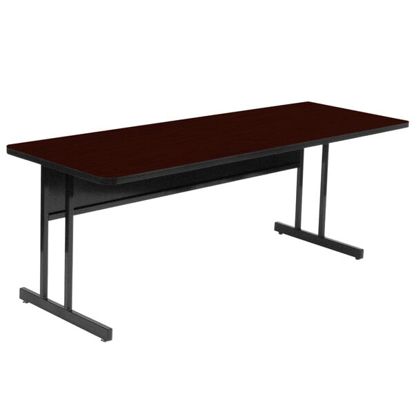 Correll 24″ x 72″ Rectangular Mahogany Finish High Pressure Top Desk Height Computer and Training Table