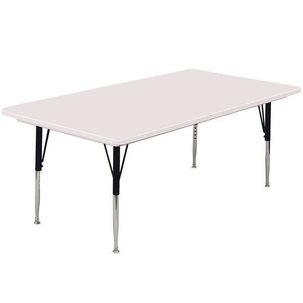 Correll 24″ x 48″ Rectangular 19″ – 29″ Gray Granite Finish Adjustable Height Blow-Molded Activity Table
