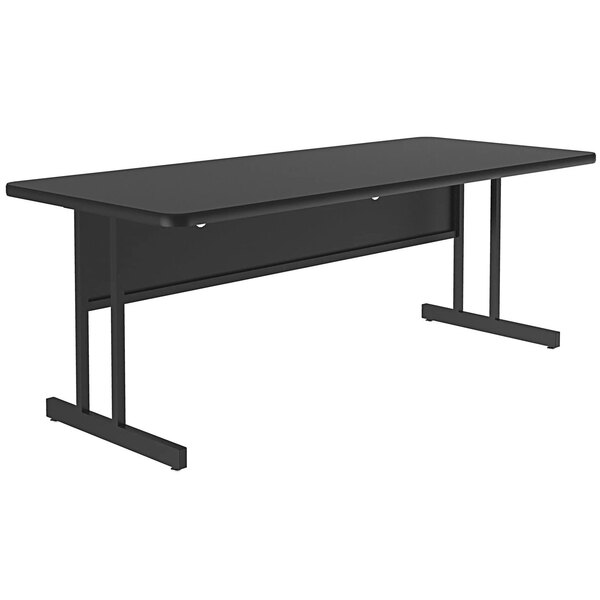 Correll 72″ x 30″ Rectangular Black Granite Finish Keyboard Height High Pressure Top Computer Table