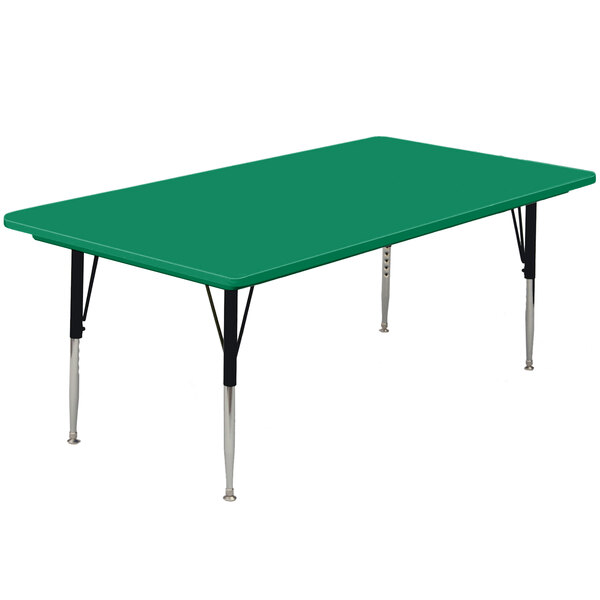 Correll 24″ x 48″ Rectangular 19″ – 29″ Green Finish Adjustable Height Blow-Molded Activity Table