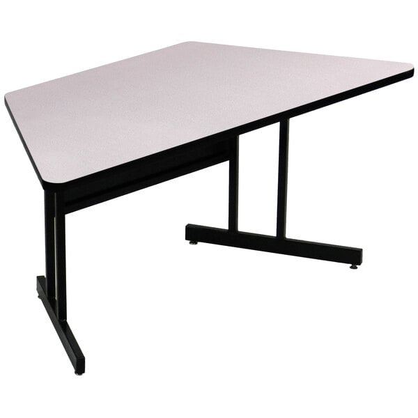 Correll 60″ x 30″ Trapezoid Gray Granite Finish Keyboard Height High Pressure Top Computer Table