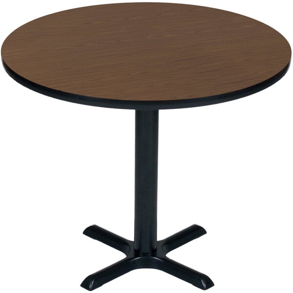 Correll 48″ Round Walnut Finish Bar Height High Pressure Cafe / Breakroom Table