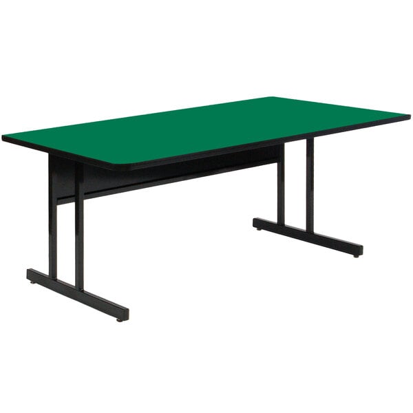 Correll 60″ x 24″ Rectangular Green Finish Keyboard Height High Pressure Top Computer Table