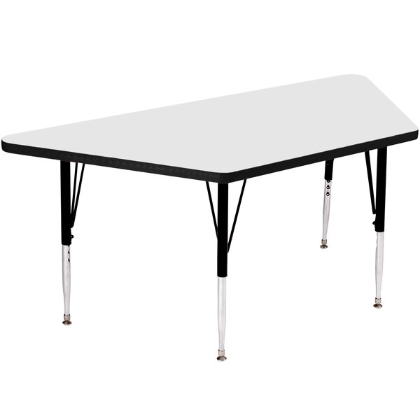 A white rectangular Correll activity table with black legs.