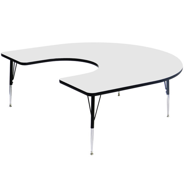 Correll 66″ x 60″ Horseshoe 19″ – 29″ White Finish Adjustable Height High-Pressure Top Activity Table