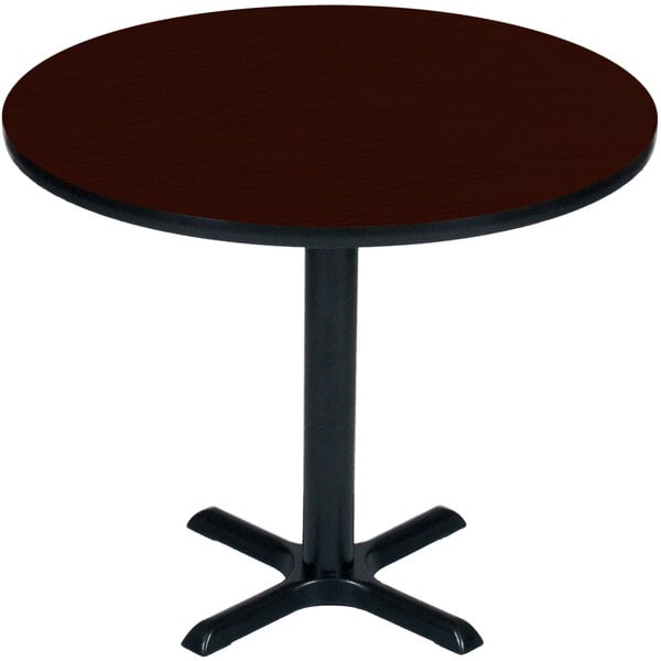 Correll 36″ Round Mahogany Finish Bar Height High Pressure Cafe / Breakroom Table