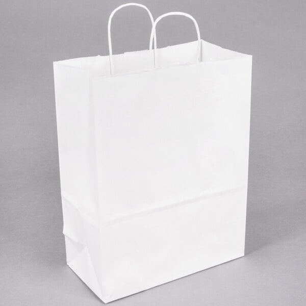 12cm Pack of 10 42cm x 28cm White Gloss Boutique Paper Bags 