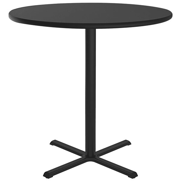 Correll 48″ Round Black Granite Finish Bar Height High Pressure Cafe / Breakroom Table