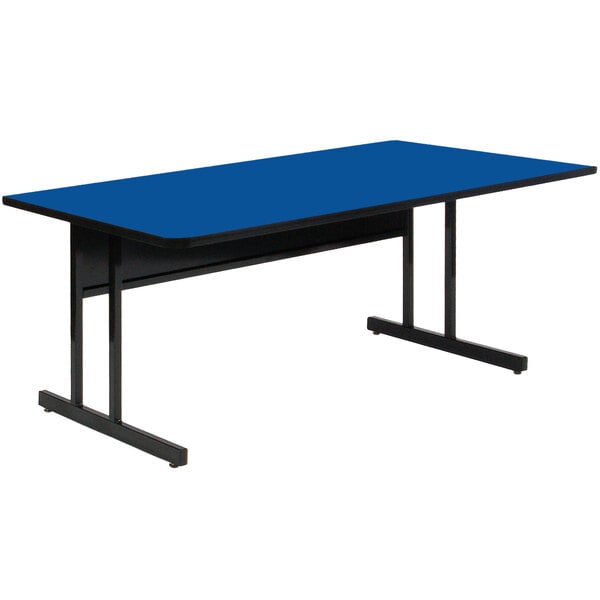 Correll 72″ x 24″ Rectangular Blue Finish Keyboard Height High Pressure Top Computer Table