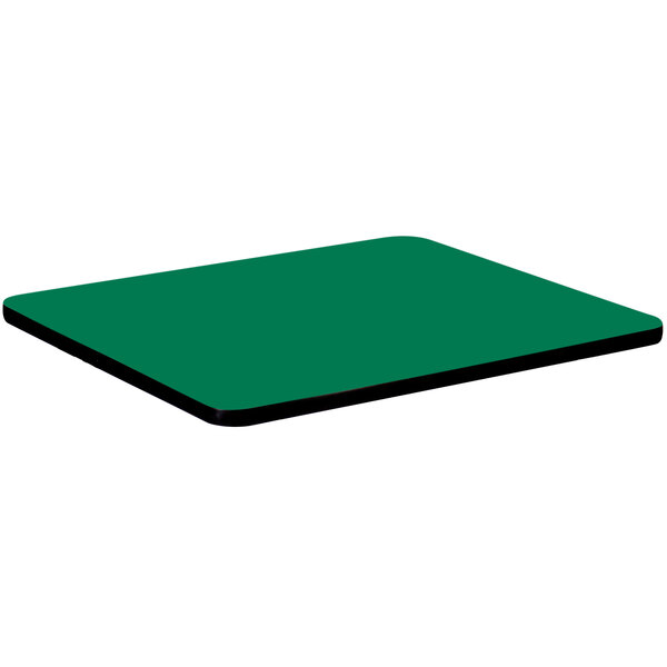 A green square Correll table top with black edges.