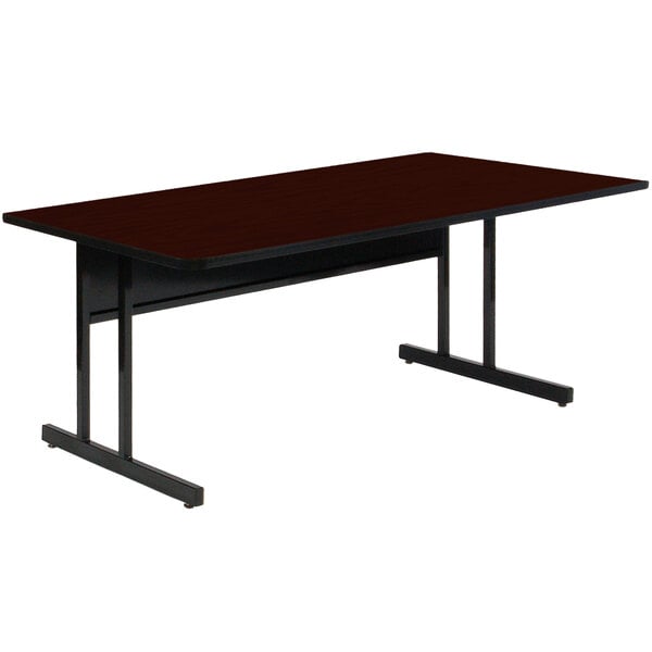 Correll 72″ x 24″ Rectangular Mahogany Finish Keyboard Height High Pressure Top Computer Table