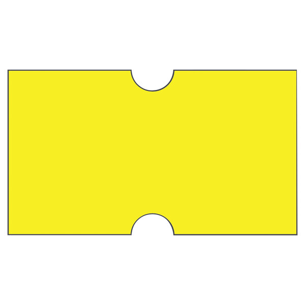 A yellow rectangular label with a hole in the middle.