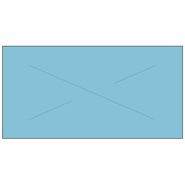 A blue rectangular label with black lines.