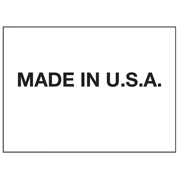A white rectangular Garvey label with black text that says "MADE IN U.S.A."
