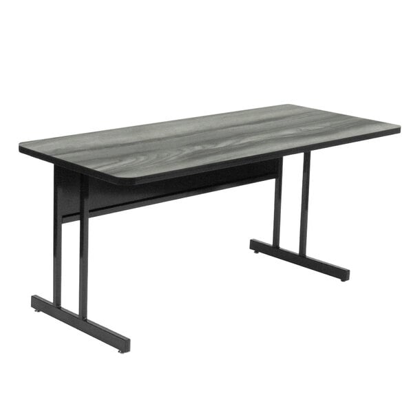 Correll 24″ x 60″ New England Driftwood Rectangular Premium Laminate Desk Height High Pressure Top Computer Table