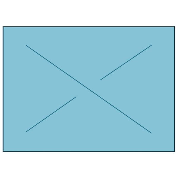 A blue rectangular object with black lines.