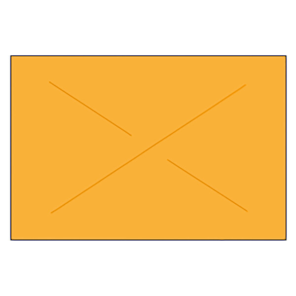 An orange rectangular label roll with black cross marks.