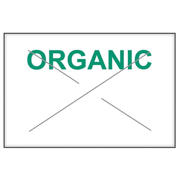 A white label with green text reading "ORGANIC" and a green symbol.