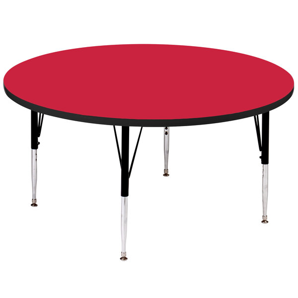 Correll 36″ Round 19″ – 29″ Red Adjustable Height High-Pressure Top Activity Table