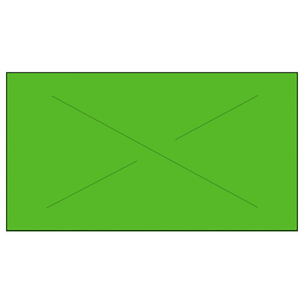 A green rectangular label with black lines forming a cross.