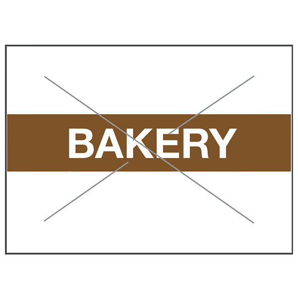 A white label roll with brown text reading "BAKERY" on a white background.