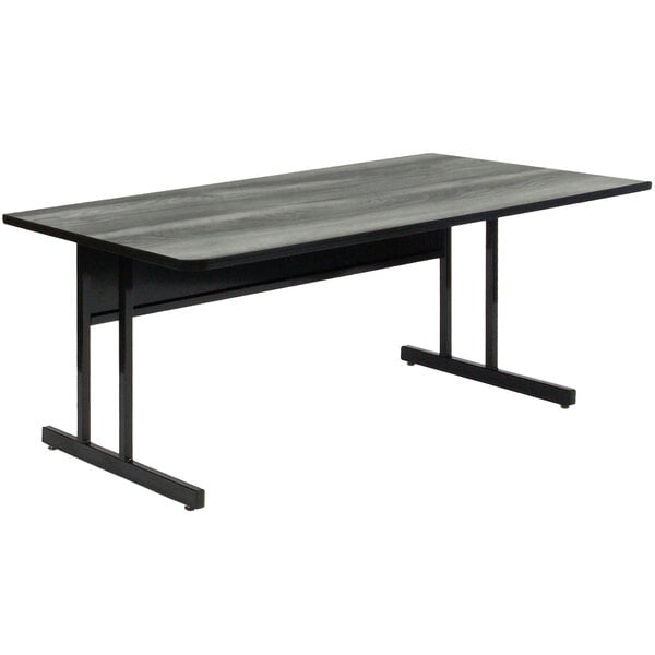 Correll 24″ x 36″ Rectangular Premium Laminate New England Driftwood Adjustable Height High-Pressure Top Computer Table
