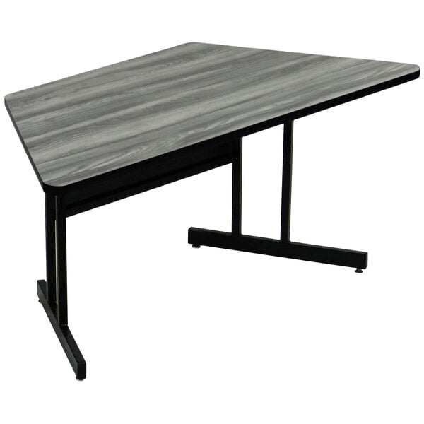 Correll 30″ x 60″ Trapezoid Premium Laminate New England Driftwood Keyboard Height High-Pressure Top Computer Table