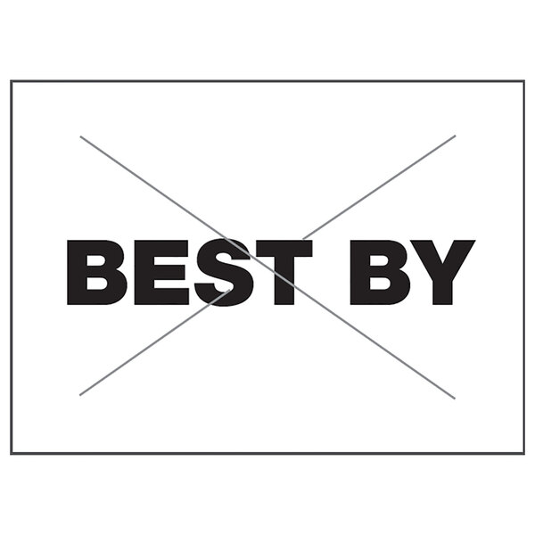 A white rectangular "BEST BY" label with black text.