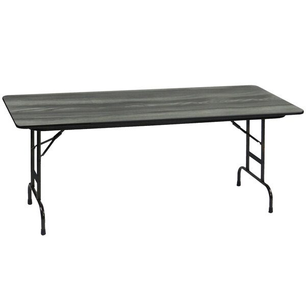 Correll 30″ x 96″ Premium Laminate 3/4″ New England Driftwood Adjustable Height High-Pressure Heavy-Duty Folding Table
