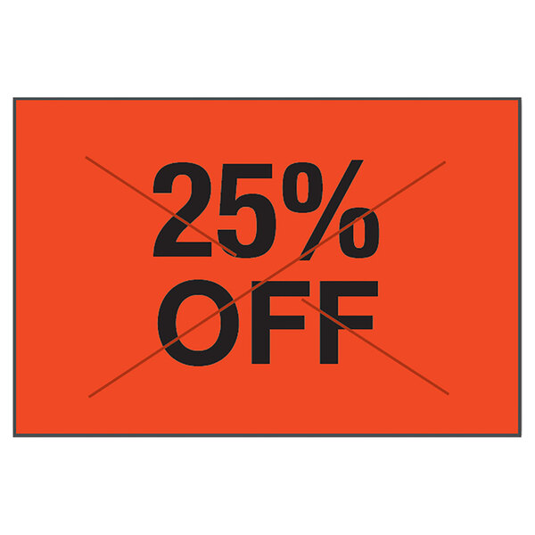 An orange rectangular label with black text reading "25% OFF"