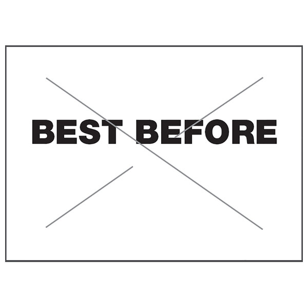 A white rectangle label with black "BEST BEFORE" text.