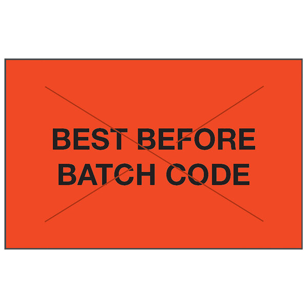 A roll of Garvey red and black labels with "BEST BEFORE / BATCH CODE" in black text.