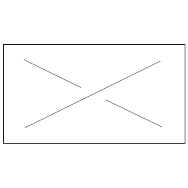 A white rectangular label roll with blue and red x marks.
