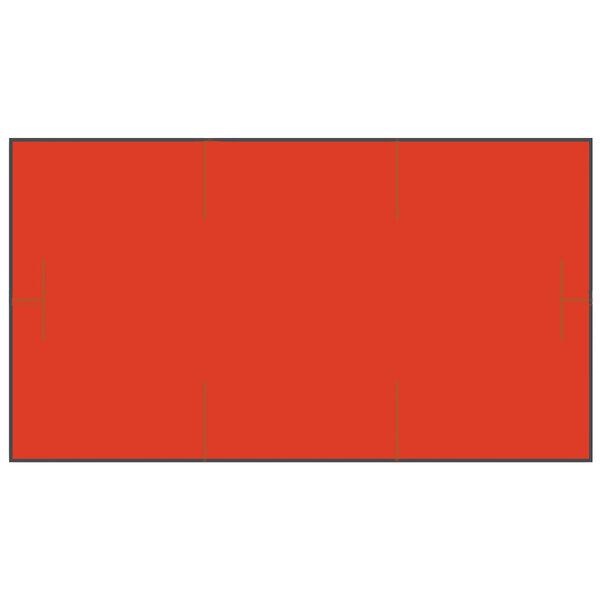 A white rectangular label roll with red lines and black borders.