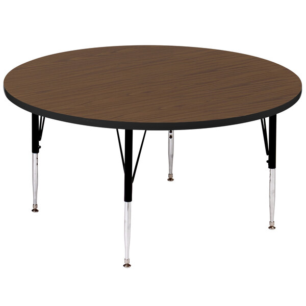 Correll 48″ Round 21″ – 30″ Walnut Adjustable Height High-Pressure Top Activity Table