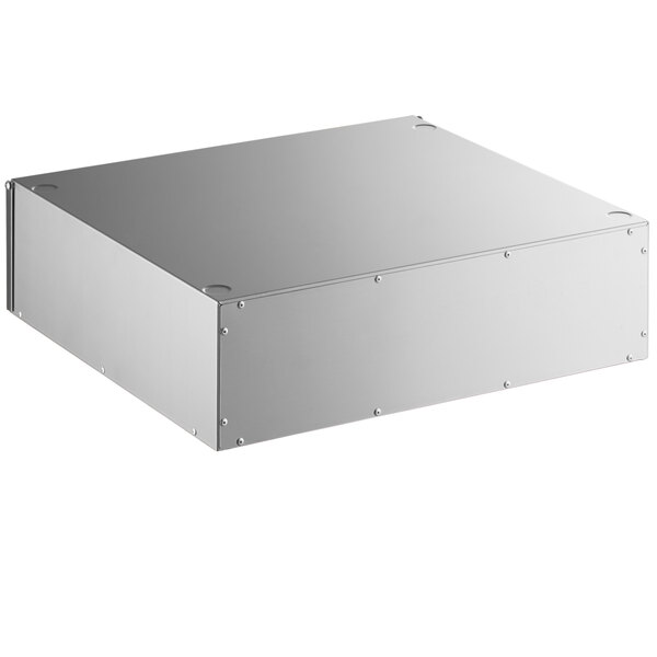 An Avantco stainless steel bun cabinet for hot dogs with a lid.