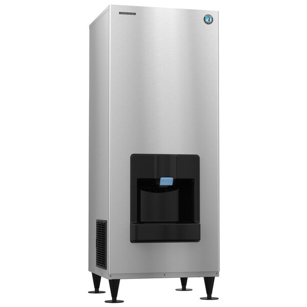 A stainless steel Hoshizaki ice machine and water dispenser with black accents.