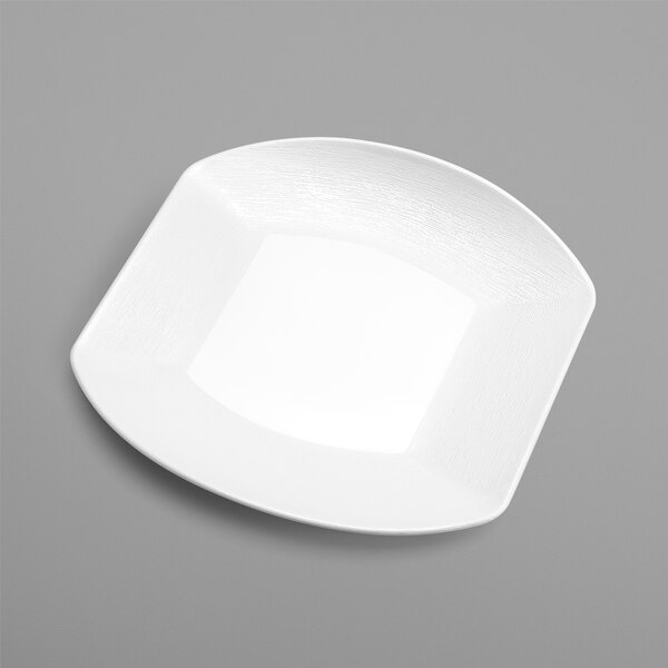 A white square Delfin melamine tray with a small square cut out.