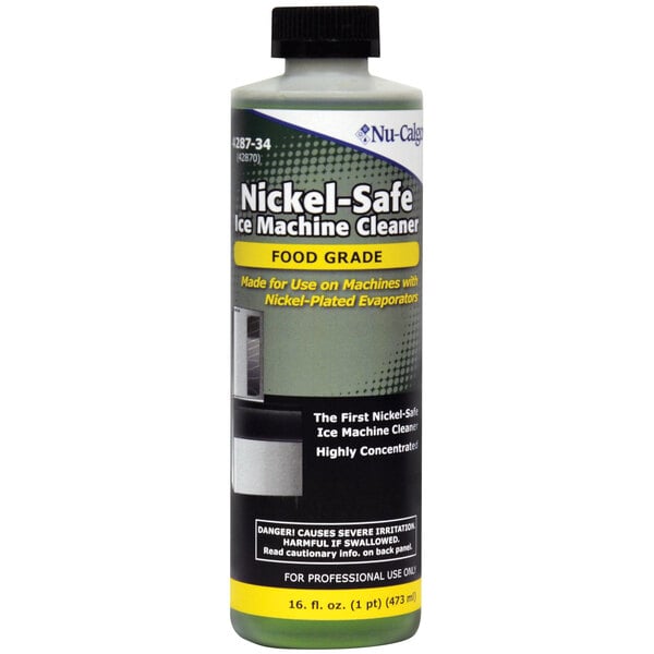 A case of 12 16 oz. bottles of Nu-Calgon Nickel-Safe Food-Grade Ice Machine Cleaner.
