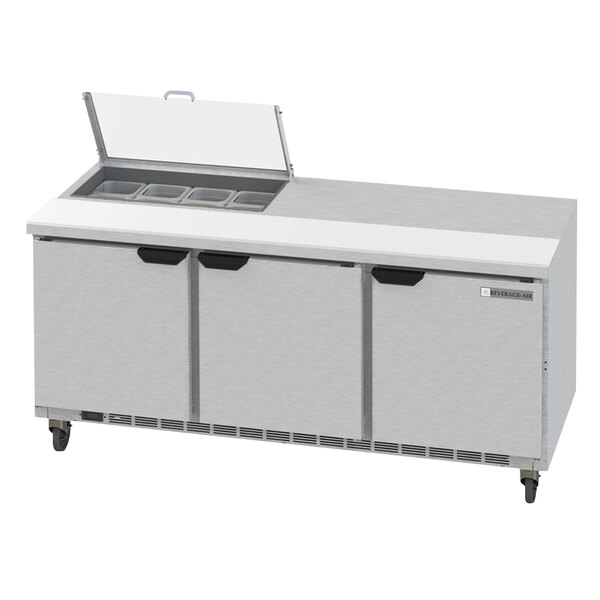 Beverage-Air SPED72HC-08-4-CL Elite Series 72" 4 Drawer Refrigerated Sandwich Prep Table with Clear Lid