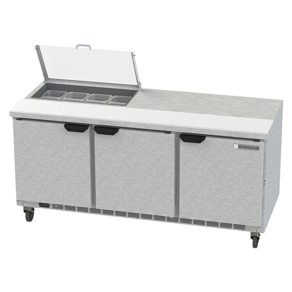 Beverage-Air SPED72HC-08-2-CL Elite Series 72" 2 Drawer Refrigerated Sandwich Prep Table with Clear Lid