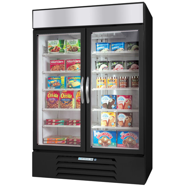 Beverage-Air MMF44HC-1-B-EL MarketMax 47" Black Glass Door Merchandiser Freezer with Electronic Lock - 44 cu. ft.