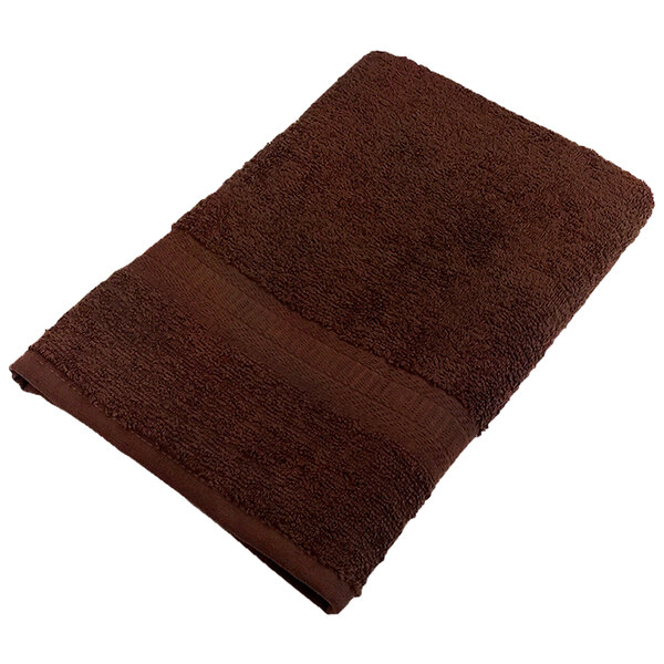 A brown Monarch Brands bath towel.