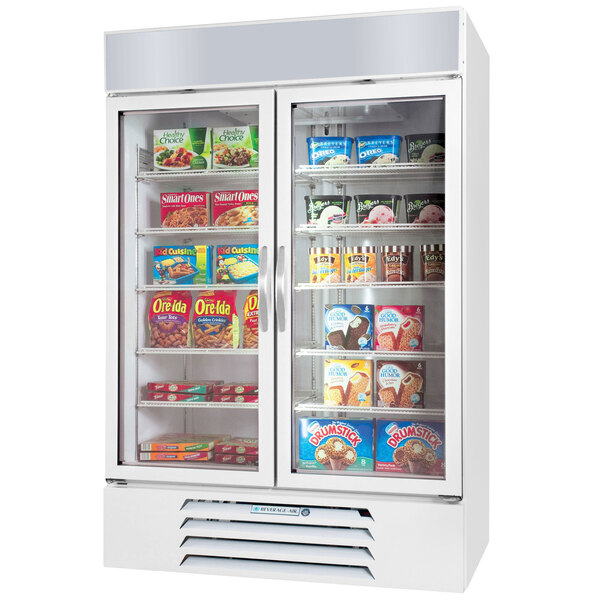 Beverage-Air MMF44HC-1-W-EL MarketMax 47" White Glass Door Merchandiser Freezer with Electronic Lock - 44 cu. ft.