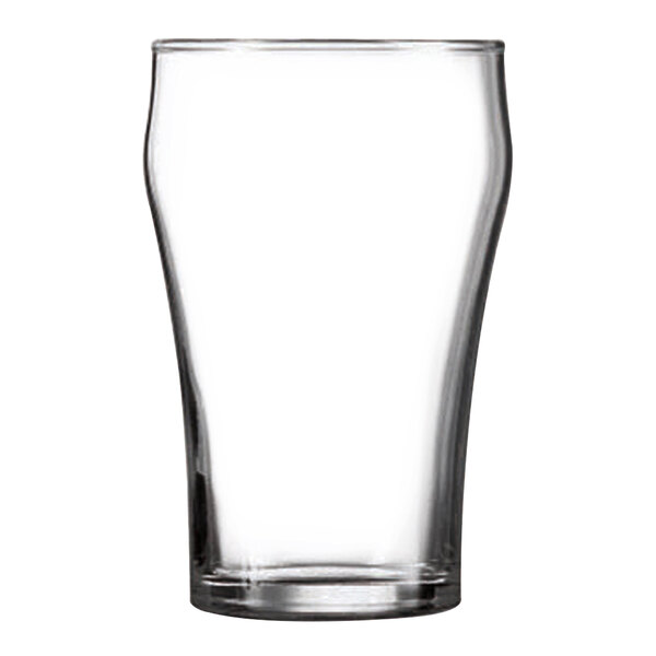 An Arcoroc customizable beer tasting glass with a clear bottom on a white background.
