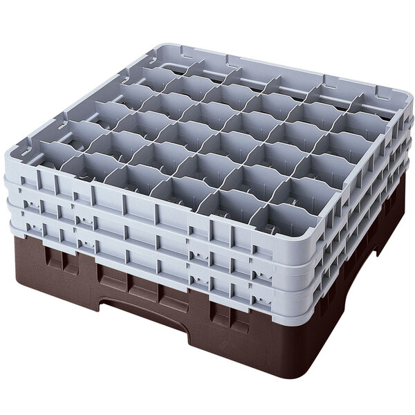 Cambro 36S958167 Brown Camrack Customizable 36 Compartment 10 1/8" Glass Rack