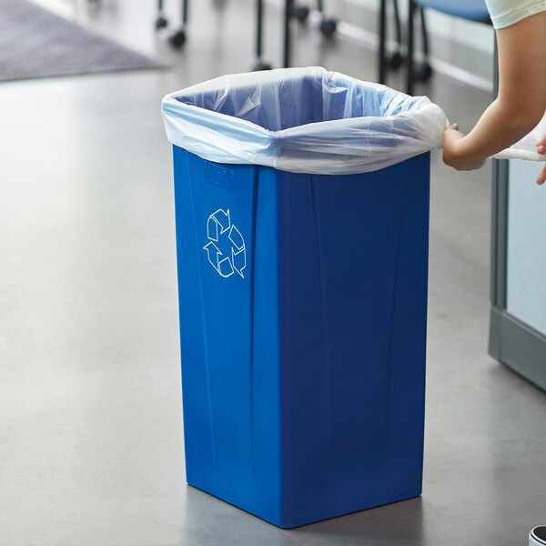 Blue Capacity 23-gal Carlisle 343523REC14 Centurian Tall Square Recycle Waste Container 
