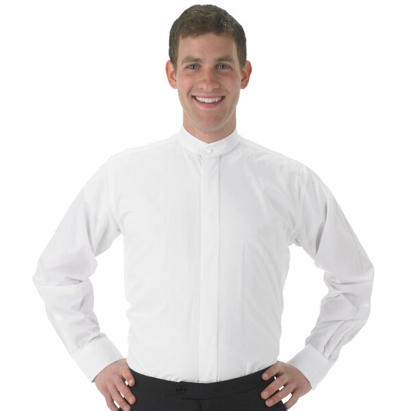 banded collar dress shirt