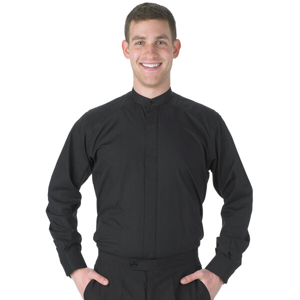 5xl black dress shirt Henry Segal Men's Customizable Black Short Sleeve Dress Shirt