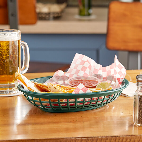 Tablecraft 1084FG / C1084FG Forest Green Jumbo Oval Plastic Fast